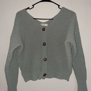 Women's Sage Green Button-Up Sweater